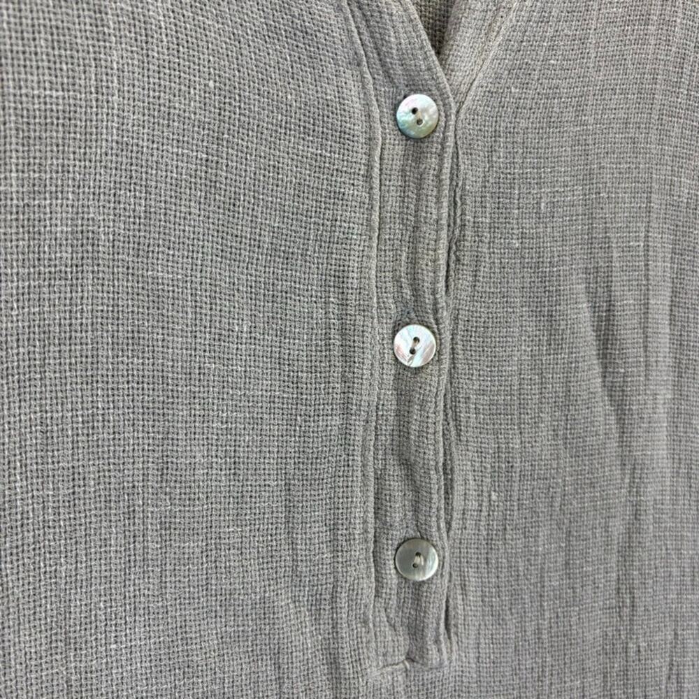 Tempo Paris Linen Dress Medium Lagenlook Boho Beachy Minimal Roomy Ruffle Flowy - Picture 3 of 10